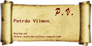 Petrás Vilmos névjegykártya